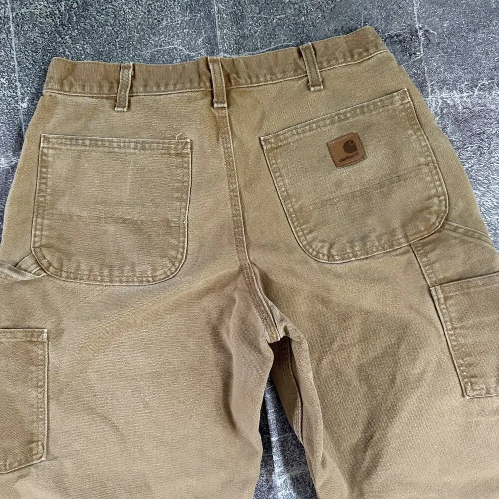 Men's Carhartt Loose Straight Washed Duck Brown Dungaree Work Pants Sz 32 X 30